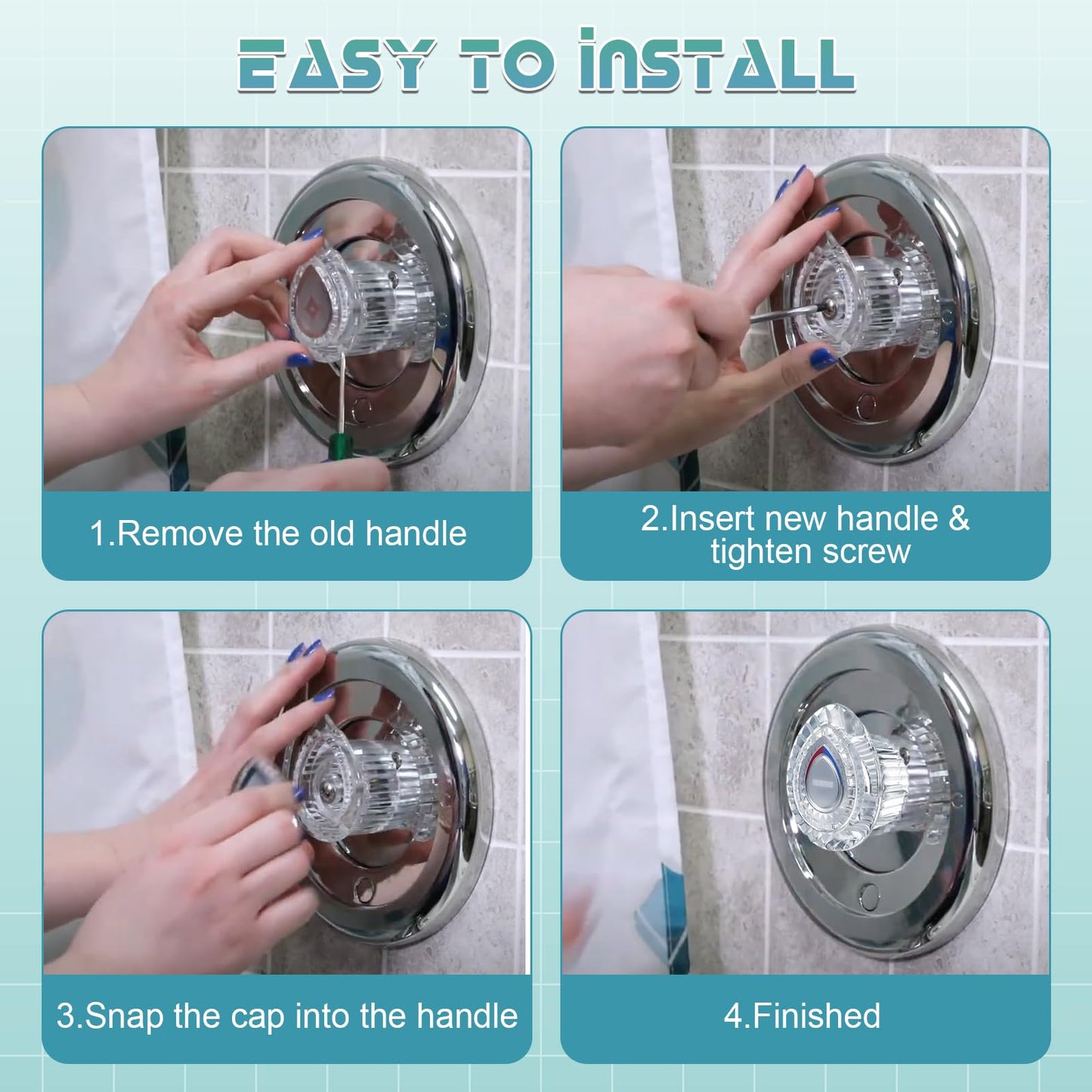 Enhon 1 Pack Shower Knob Handle Kit Compatible with Moen 96797 Chateau Collection, Replacement Faucet Handle Kit for Bathroom Tub and Shower, Include Screws, Chrome Knob Insert