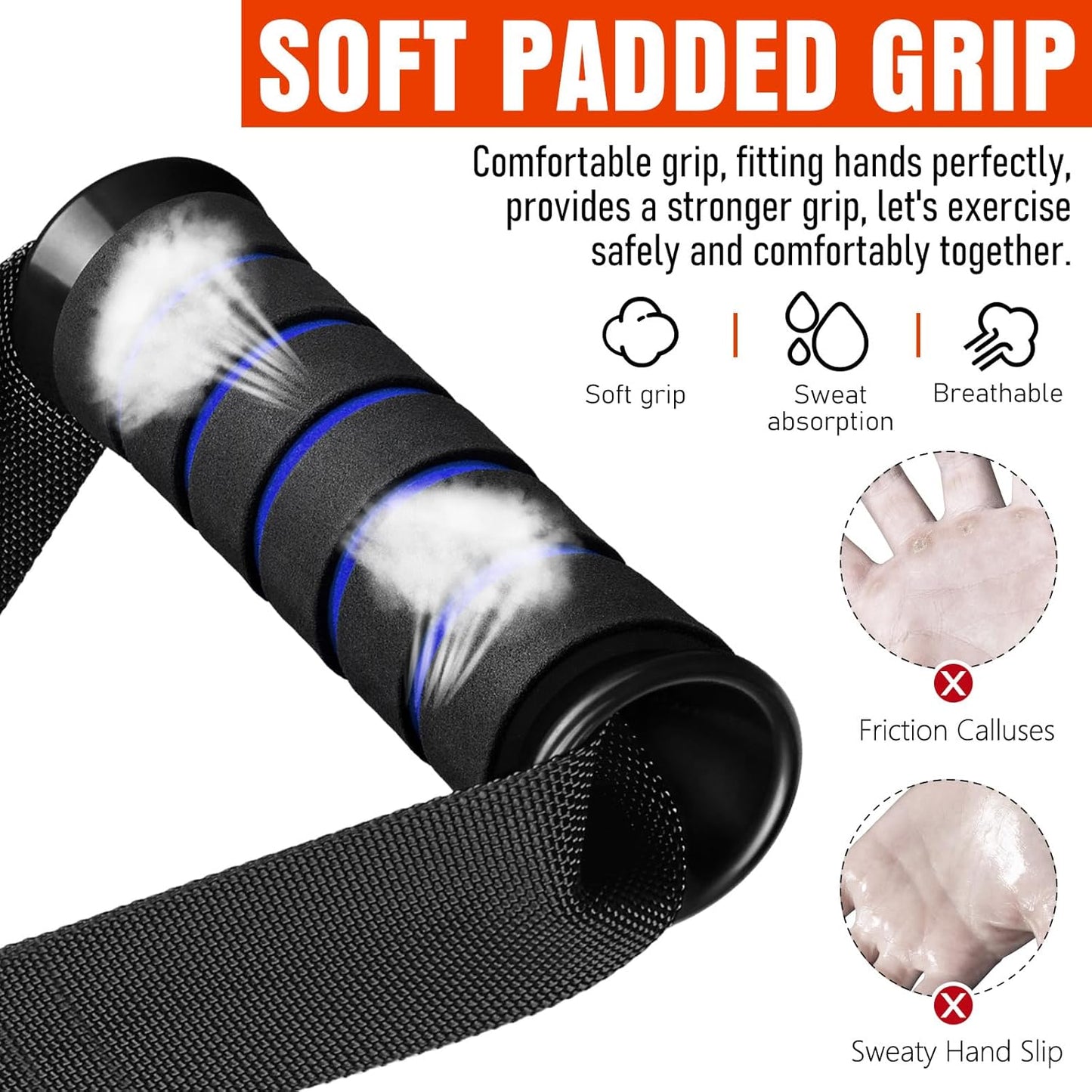 Skiennix Heavy Duty Exercise Handles - Durable Gym Cable Attachments for Resistance Bands | Home Fitness Equipment