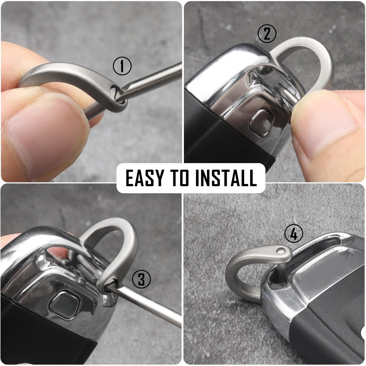 PJYTAC Black Titanium Carabiner Keychain, Quick Release Heavy Duty Key Clip Bottle Opener with Titanium Keyring D Ring for Car Keys