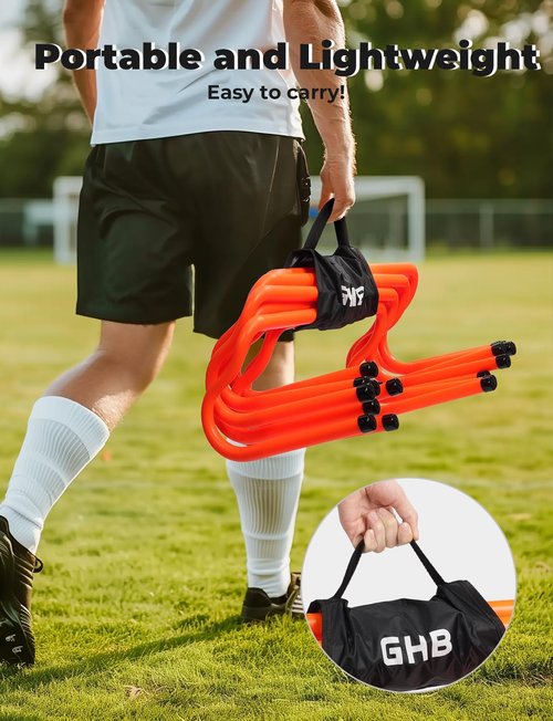 GHB Agility Hurdles - 8" Speed Training Hurdles Set with Carry Bag for Kids & Athletes
