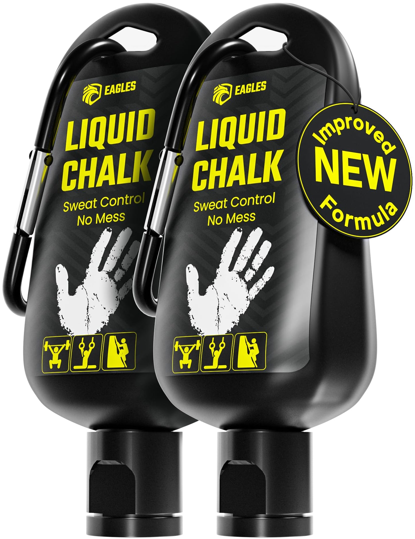 EAGLES 2 Pack Pro Grade Liquid Chalk (60 ML) Mess-Free Chalk for Weightlifting, Gymnastics Rock Climbing, Dancing, Pole Grip - Sports & Workout Chalk - Sweat-Resistant Long Lasting Stronger Gym Grip