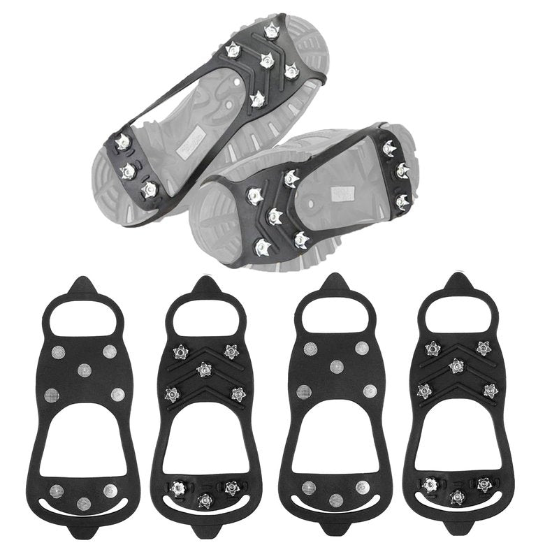 2 Pairs Non Slip Gripper Spikes for Shoes Ice Traction Cleats Walk Traction Cleat for Boots Shoe Spikes for Snow and Ice with Durable 8 Steel Studs Crampons[M]