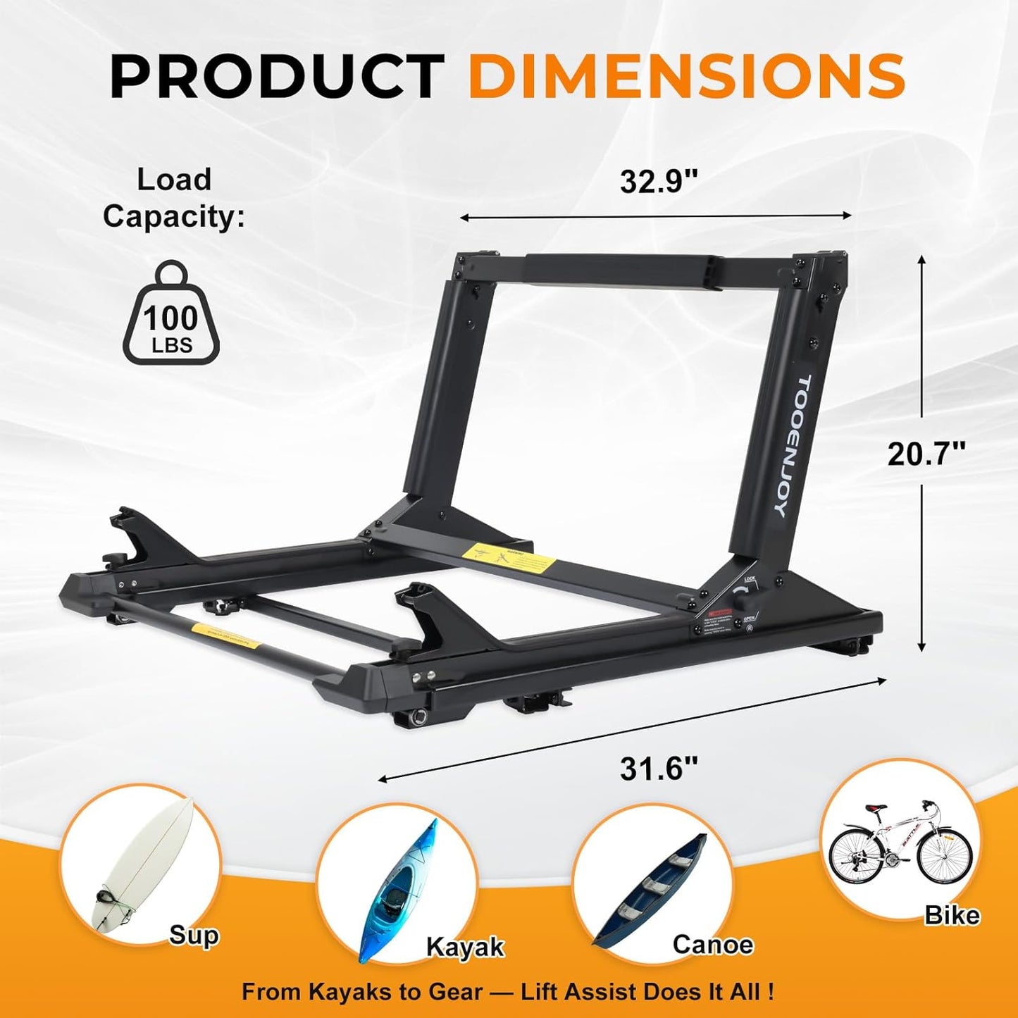 TOOENJOY Kayak Lift Assist Roof Rack - Heavy-Duty 100 LBS Capacity Canoe Loader for Easy Rooftop Loading