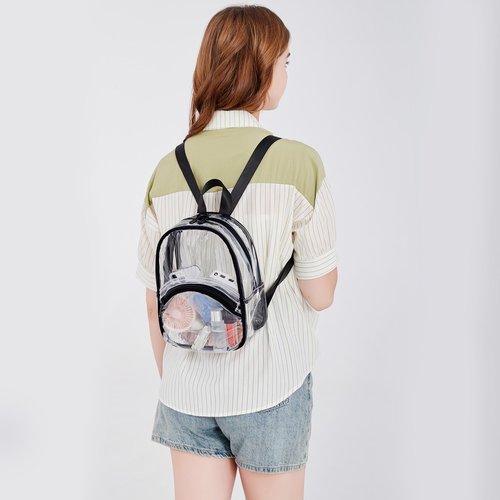 abshoo Clear Mini Backpack for Stadium Approved Transparent Backpacks for Girls Women Clear Bag for Concert Sport Events (Black)
