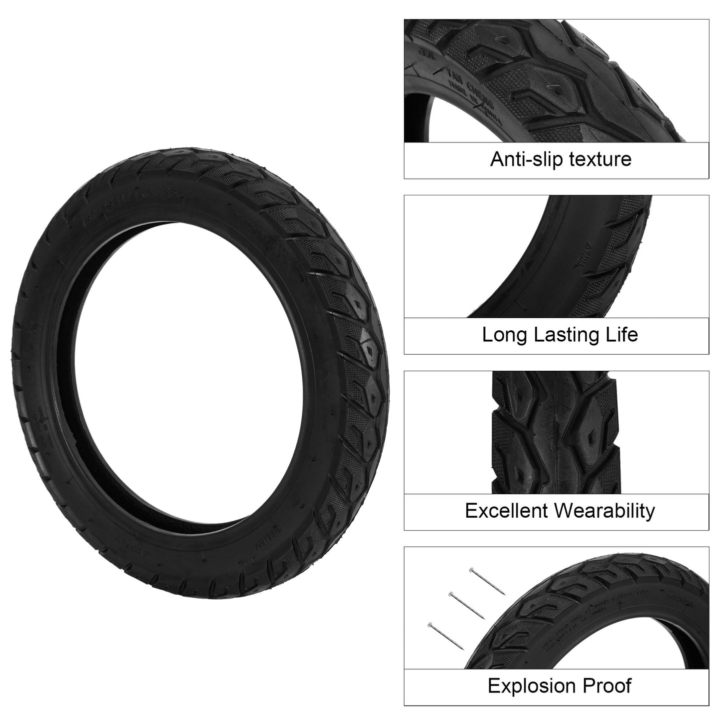 SOGIME 14X2.125 Electric Bike Tire Tubeless with Angled Valve, 14 inch E-Bike Tire Explosion-Proof for Electric Folding Bikes,E-Bikes and E-Scooters-2 Pack