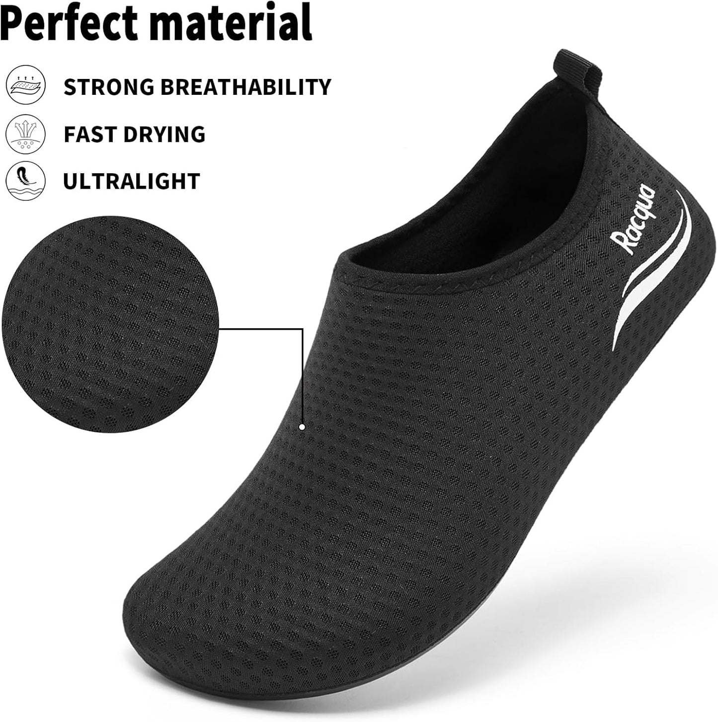 Racqua Water Shoes - Lightweight Swim Aqua Socks for Men and Women | Quick-Dry Comfort