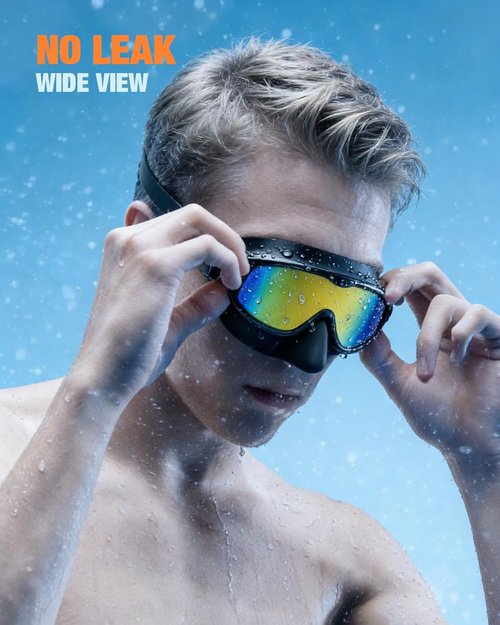 Aegend Swim Goggles - Anti-Fog, UV Protection, No-Leak Design | 2-Pack with Nose Cover for Adults