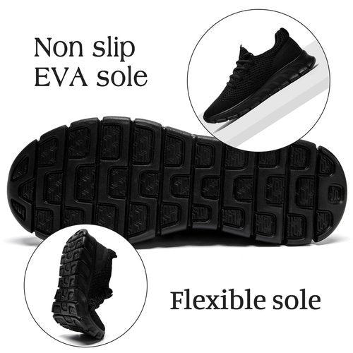 DaoLxi Running Shoes Women Tennis Sneakers Slip on Walking Black Gym Non Slip Work Workout Jogging Shoe Size 8