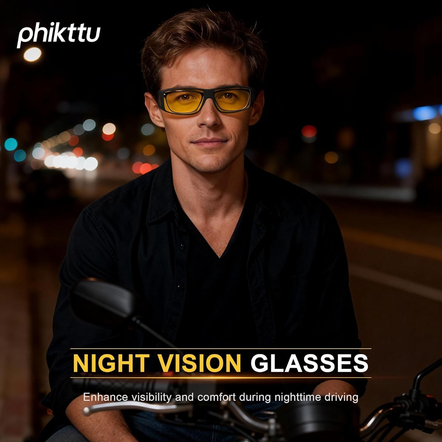 Skiennix Night Driving Glasses - HD Anti-Glare Wraparound Design for Enhanced Night Vision