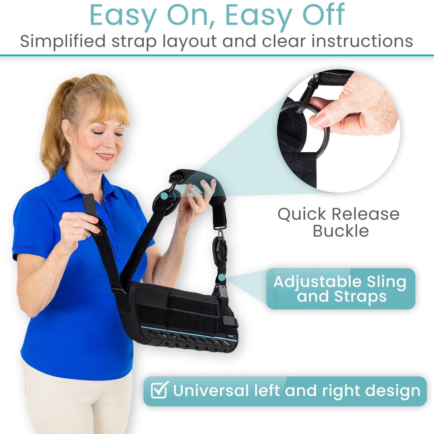 Vive Shoulder Sling with Abduction Pillow - Rotator Cuff Sling and Shoulder Immobilizer - Pain Relief After Surgery, Sublexion, Dislocated or Broken Arm - Adjustable Support with Exercise Ball (Small)