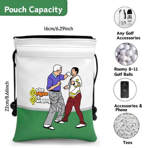 Artpreti Funny Golf Valuables Pouch,Golf Pouch Bag with Drawstrings Golf Tee Leather Tee Ball Bag for Men Women - The Price is Wrong