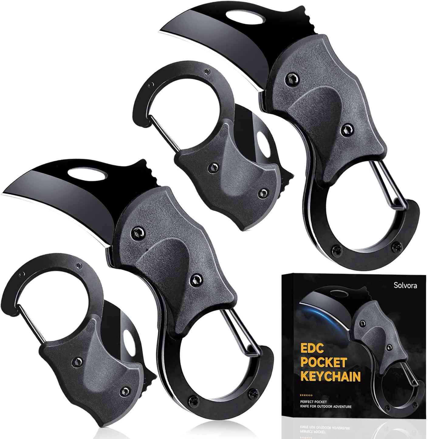 2 Pack Pocket Knife, EDC knife for Men & Women - 1.34 Inch blade, Mini Folding Cool Gadgets for Everyday Carry Folding Knife,self defense keychain .Father's Day Gifts for Him Men Husband (2 Black)