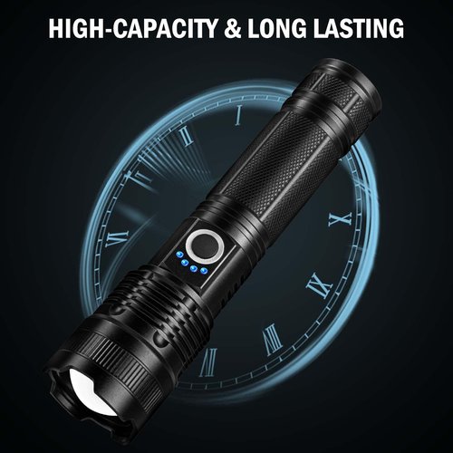Lylting Led Flashlights High Lumens Rechargeable 2 Pack, 99000 Lumen Super Bright Fashlight with 5000ɱAh Βattery, Waterproof Powerful Flash Light Multifunctional Flashlights for Home Camping Hiking