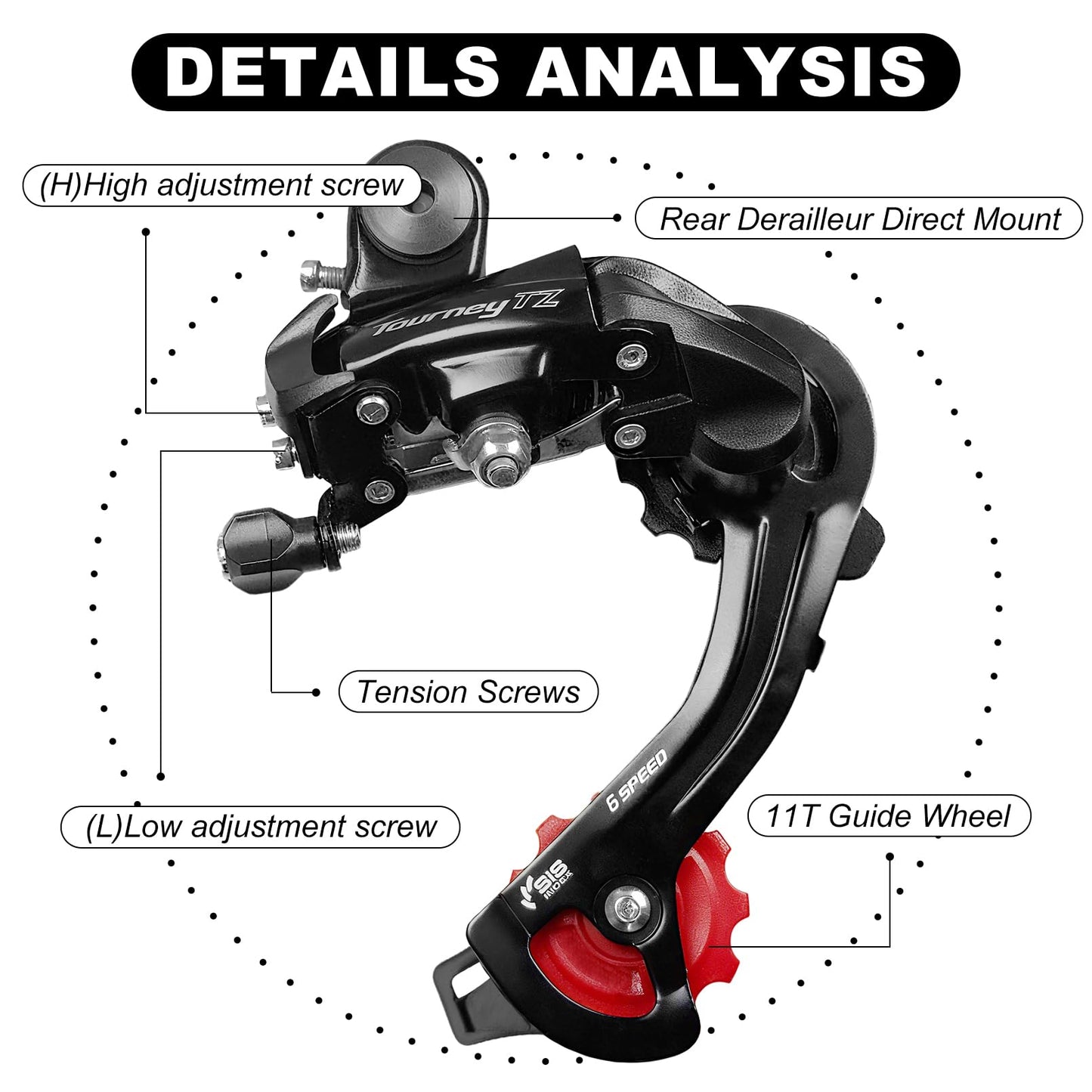 Bike Rear Derailleur RD-TZ500 6/7 Speed Derailleur Direct Mount Derailleur for Mountain Bike Road Bike