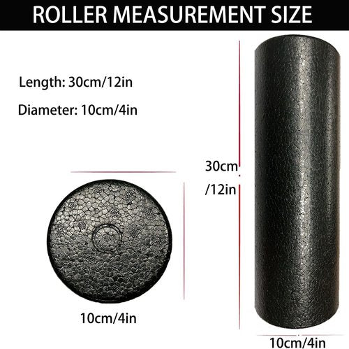 High Density Foam Roller by Travel Size - Perfect for Back Stretching, Yoga & Physical Therapy | 12" X 4" Round (Black)