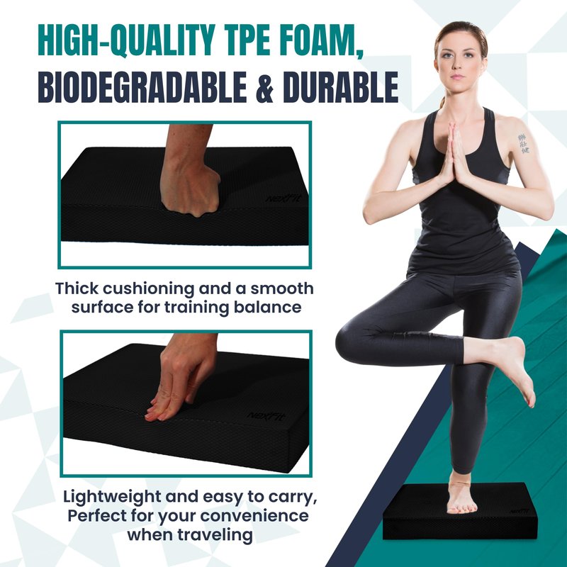 NexFit High-Density Large Balance Pad - Durable TPE Foam Balance Pad Physical Therapy , Foam Exercise Pad with Non-Slip Surface, Lightweight for Home & Gym Workouts, Core Strength & Balance Enhancement (Blue)