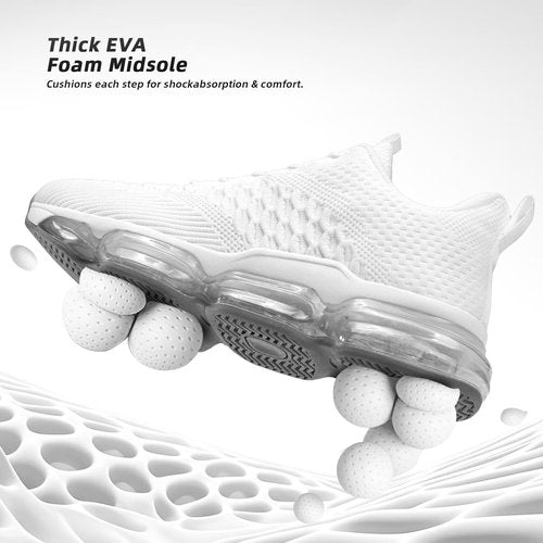 Pozvnn Mens Air Cushion Running Shoes Fashion Casual Walking Tennis Sneakers Non Slip Breathable Trail Sport Gym White 10