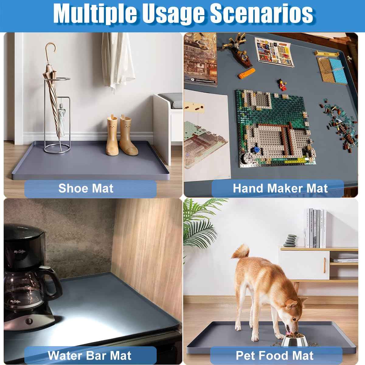 AC Drain Pan Air Conditioner Drip Pan, 24"X24" AC Unit Silicone Mat Tray with Raised Edge Portable Heater Tray, Floor, 2 in 1 Air Conditioner Floor Mat Non-Slip Waterproof Protector Pad