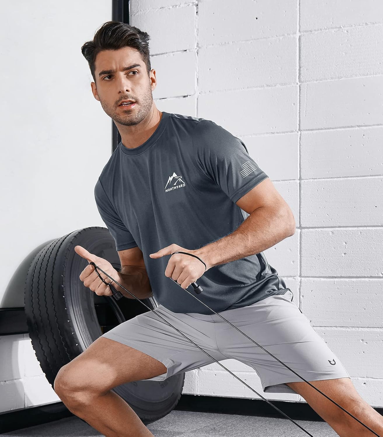 NORTHYARD Men's UPF 50+ Sun Protection Shirt - Short Sleeve Rash Guard for Athletic Activities