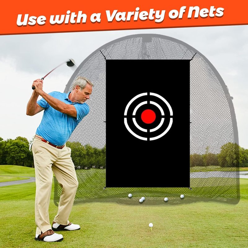 Gulfmore Golf Target Cloth - 5x3FT Durable Net Target with Hitting Range for Accuracy Practice - Portable for Home & Backyard Golf Training Players