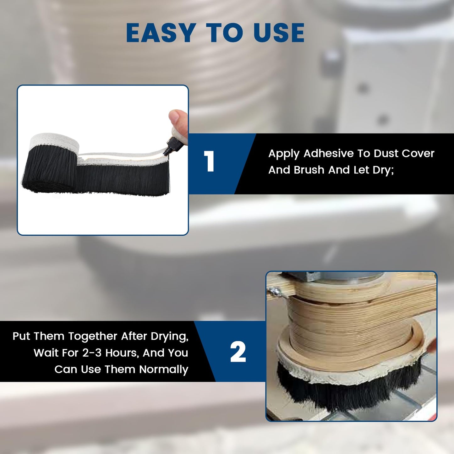 SATUY CNC Vacuum Brush, 1m x 70mm Nylon Dust Shoe Brush, Vacuum Cleaner Engraving Machine Dust Cover for CNC Router, Spindle Motor Milling Machine (Black)