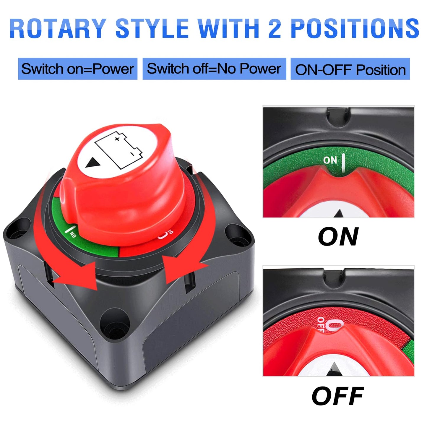 Nilight 2 Pack Heavy Duty Battery Switch | 12V/24V/48V 275A On/Off Power Cut Isolator for RV, Truck, Boat