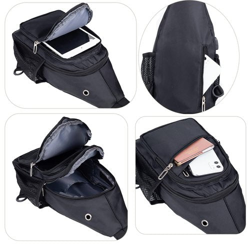 JENAGREEN Waterproof Sling Backpack Crossbody Sling Bag for Women Men, Multipurpose Travel Hiking Adjustable Chest Bag Casual Daypack