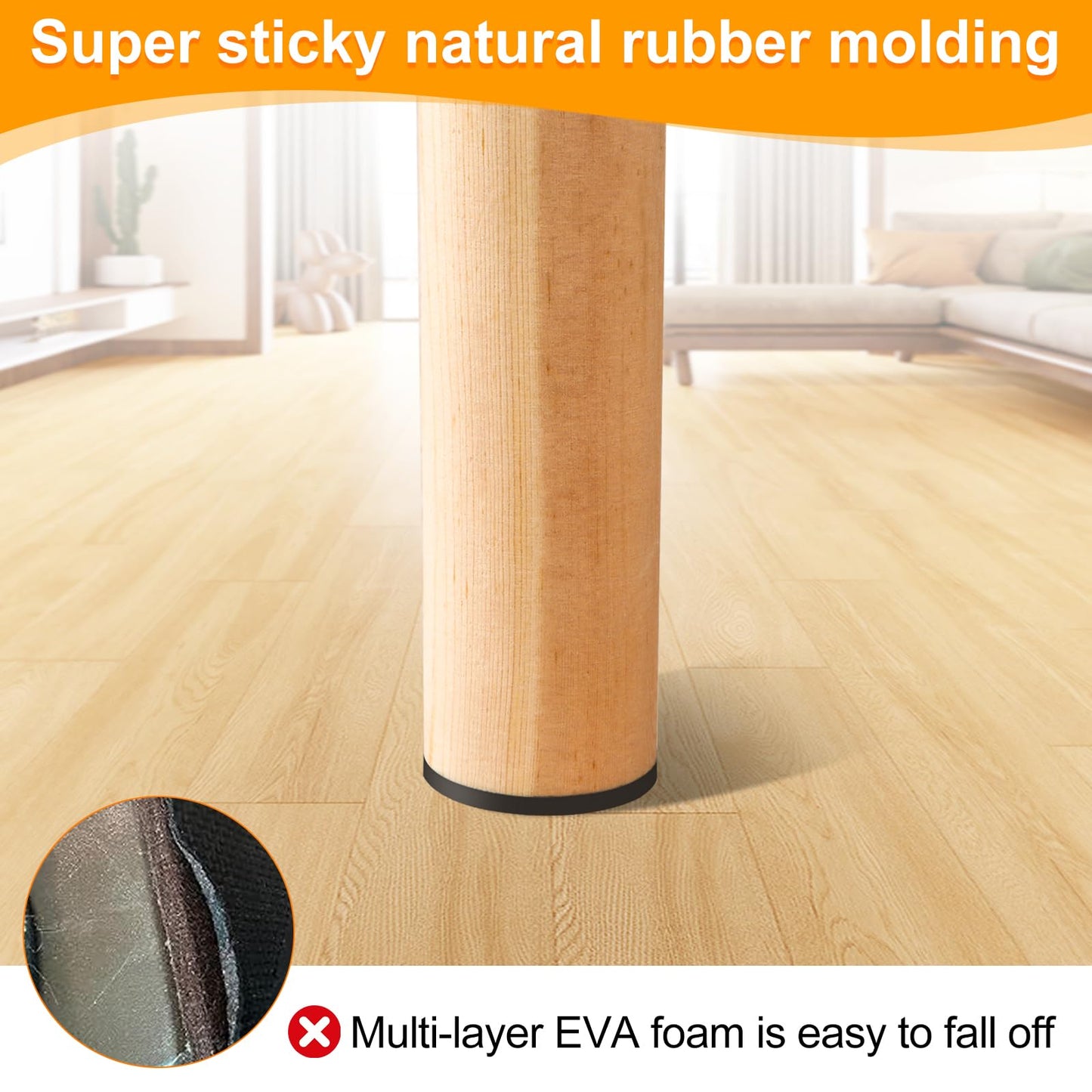 CHUNZEXI Non Slip Furniture Pads - 12 Premium Furniture Grippers Self Adhesive Rubber Furniture Feet, Anti Slide Furniture Hardwood Floor Protector for Keep Couch Stoppers (3 inch Round)