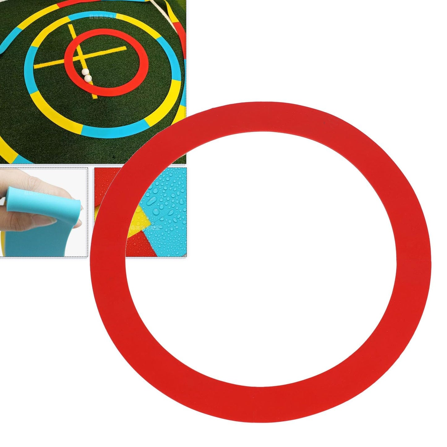 Fockety Target Circle, Training Aid Targets, Ultra Thin Silicone Practice Target Rings Putting and Chipping Training Tool Bright Color Markings (Red Small Circle