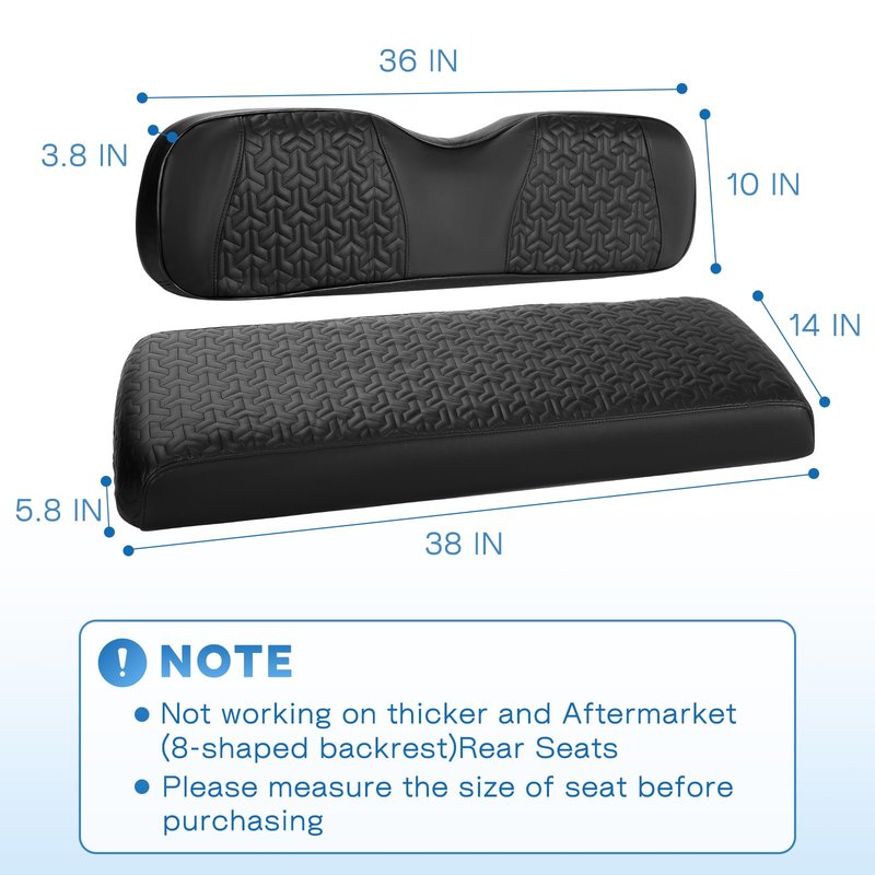 CHENGWEI Golf Cart Seat Covers for EZGO TXT 1994-2013 Front Standard Seat Cushion,Vinyl Leather Golf EZGO TXT Seat Covers Replacement Front Seat Cover Retractable Buckle No Stapler Needed(Black)