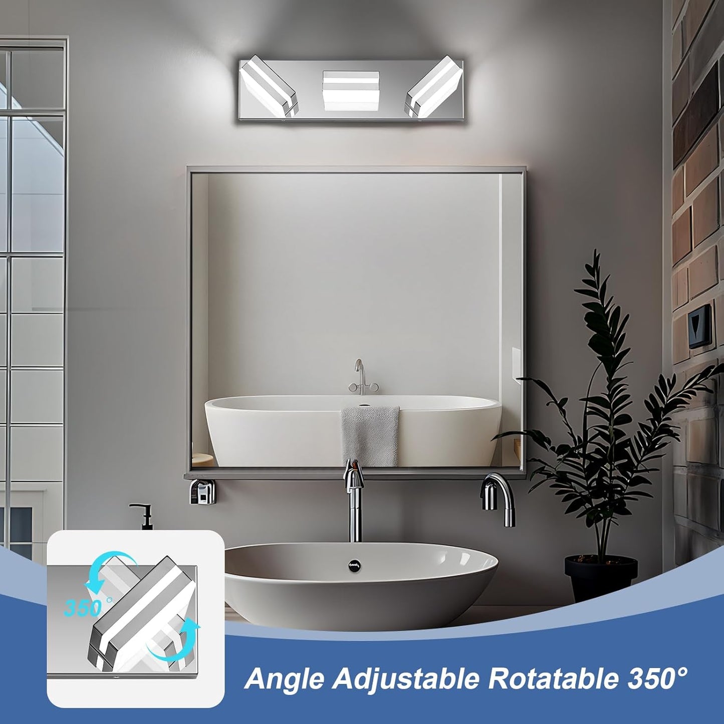 3-Light Modern LED Bathroom Vanity Light Fixture - Black Metal & Acrylic, 16-inch Over Mirror Lighting