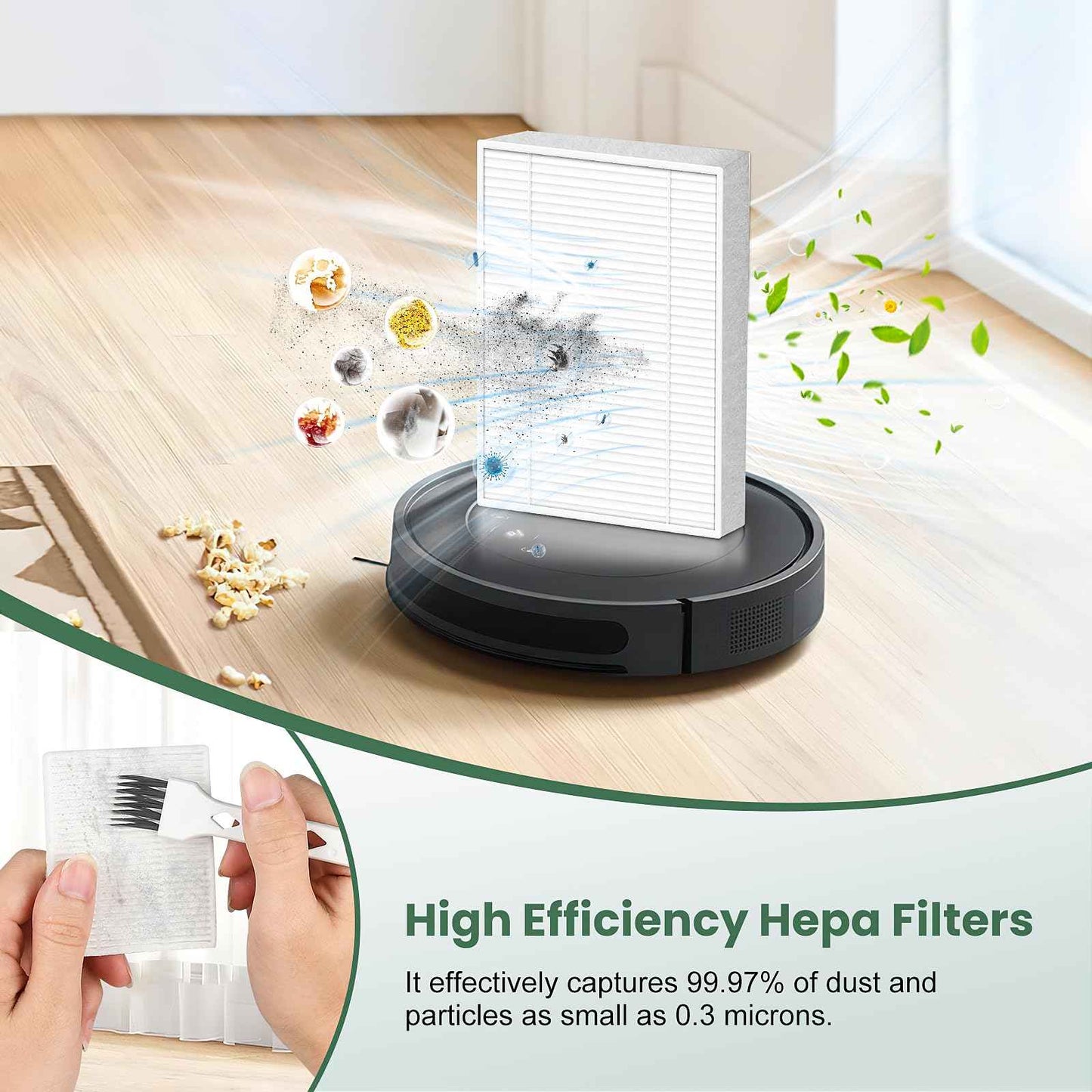 19 Pack Replacement Parts Compatible with iRobot Roomba Essential Y0110/Y0140/Q0120/Q011/Q052/Roomba 104/105 Robot Vacuum, 2 Roller Brush, 6 Filters, 6 Side Brushes, 4 Mop Pads, 1 Cleaning Brush