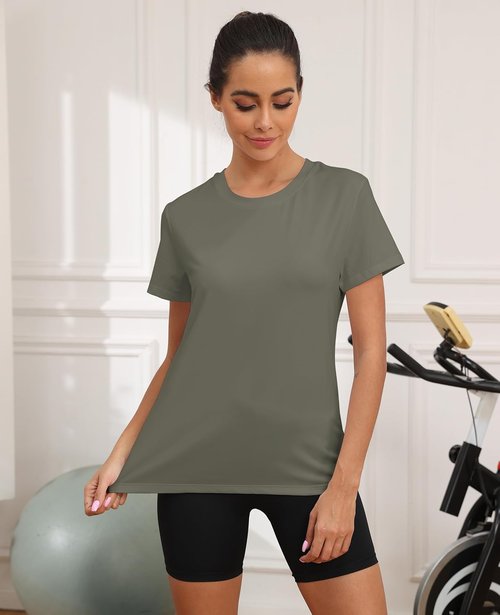 KevaMolly Workout Tops for Women - UPF50+ Breathable Loose Fit Yoga T-Shirts | Short Sleeve Athletic Tee