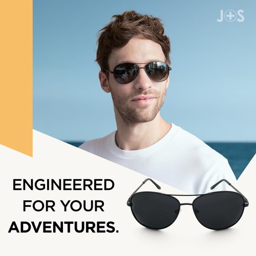 J+S Premium Military Style Classic Aviator Sunglasses, Polarized, 100% UV protection for Boys Girls (Small Frame - Silver Frame/Black Lens)