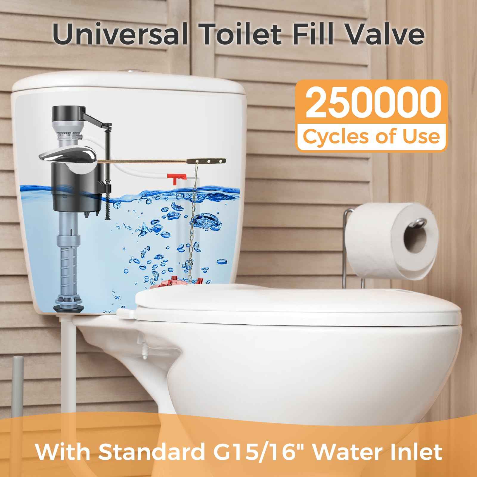 Houpeoro Universal Toilet Flusher Replacement Kit, Toilet Fill Valve Replacement Kit, Toilet Parts Inside Tank Kit, Adjustable, Quiet and Easy to Install (2-Pack)