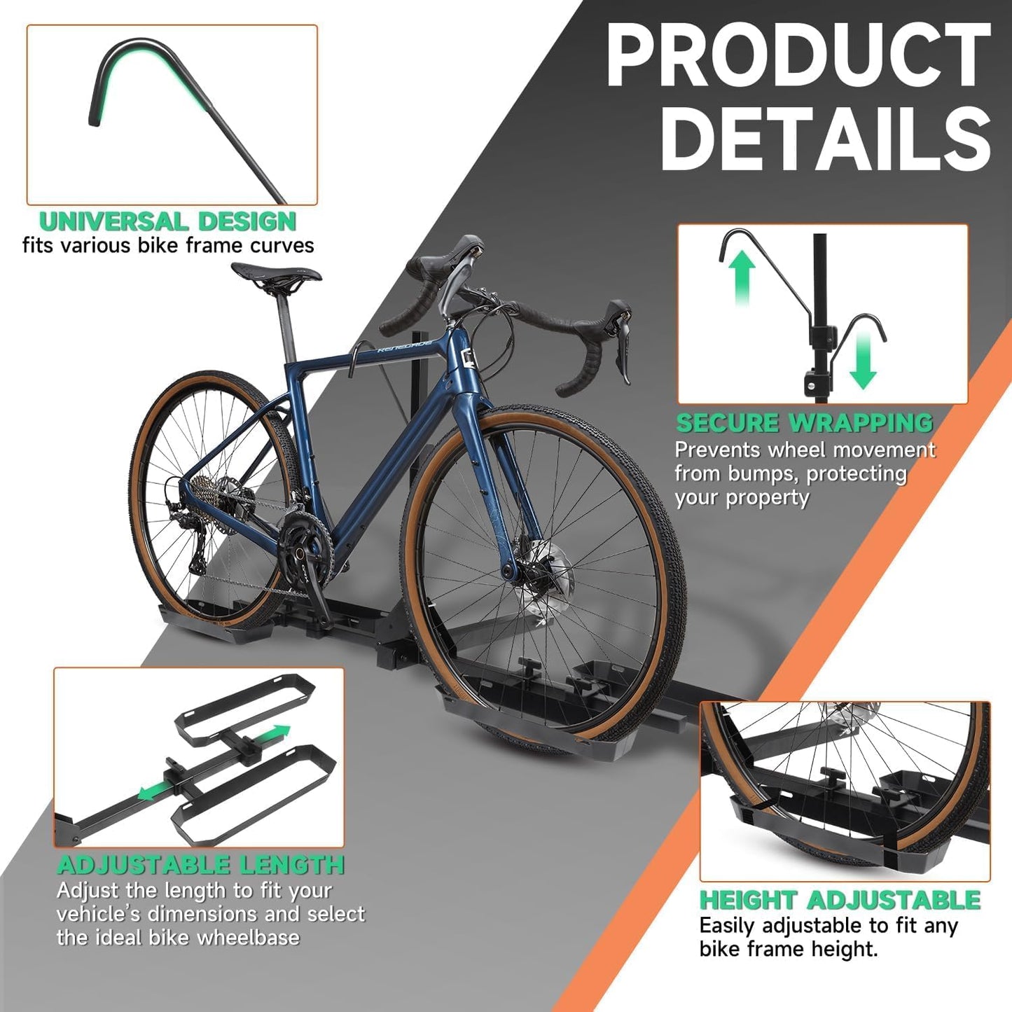 Tilting 2-Bike Hitch Rack - Fits Fat Tire Bikes Up to 5" Wide, Holds 150 lbs | Ideal for Cars, SUVs, Trucks