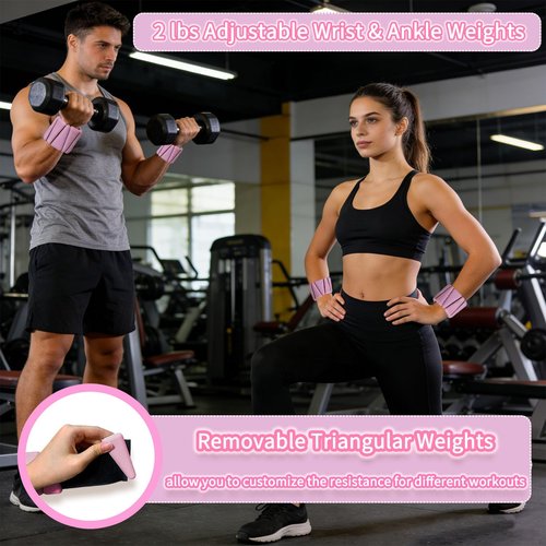 Wrist Weights set for Women, 2 sets of 1 lb each, Silicone Ankle & Wrist Weights for Women & Men, Adjustable Weight fit for Yoga, Dance,Hiking, Jogging,Pilates, Aerobic Exercise and Strength Exercise