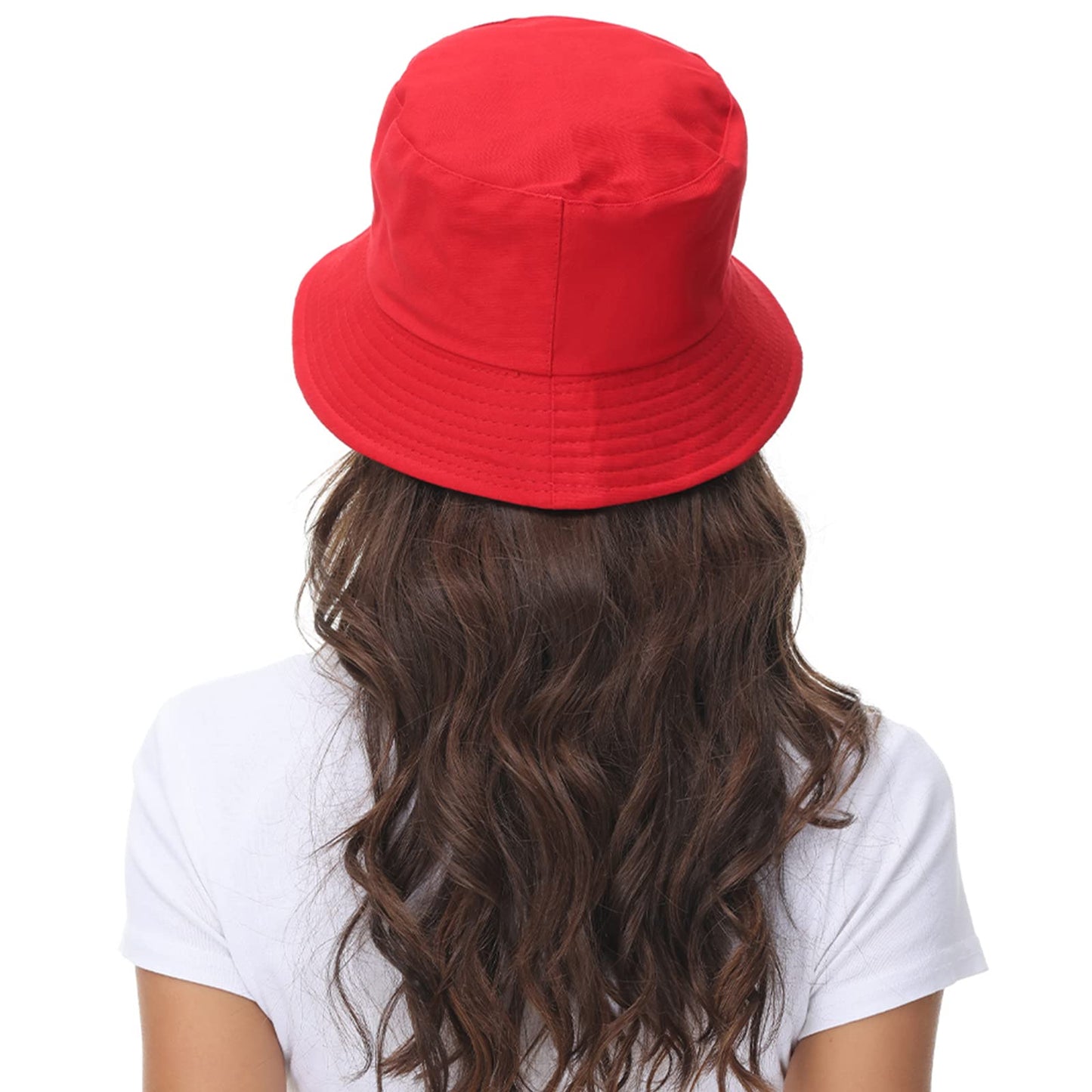 Women Reversible Bucket Hat, Summer Sun Hat for Women, Black- Red