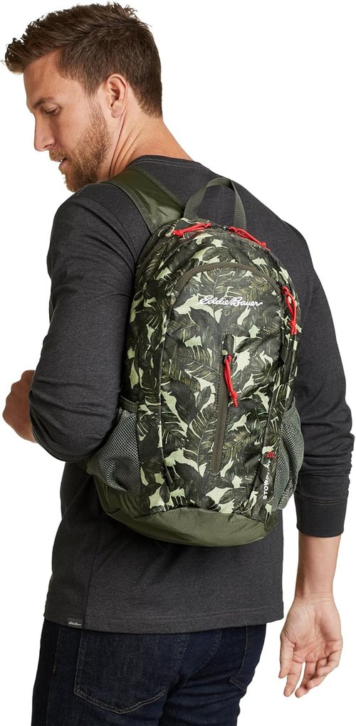 Eddie Bauer Stowaway Packable Backpack - Lightweight, Foldable Travel Bag | Durable Ripstop Polyester | 20L - Black Cherry