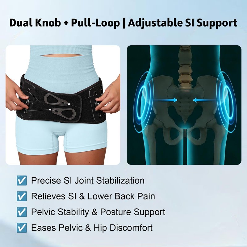 Femovaz® Dual-Adjust SI Joint Belt for Women and Men | SI Belt with Heatable Gel Pack | Relief for Lower Back, Pelvic & SI Joint Pain,L/XL