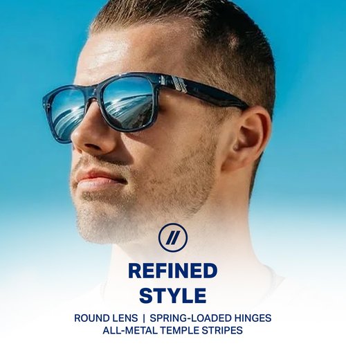 Blenders Eyewear M Class X2 – Polarized Sunglasses – Round Lens, Spring Loaded Hinge – 100% UV Protection – For Men & Women – Deep Blue