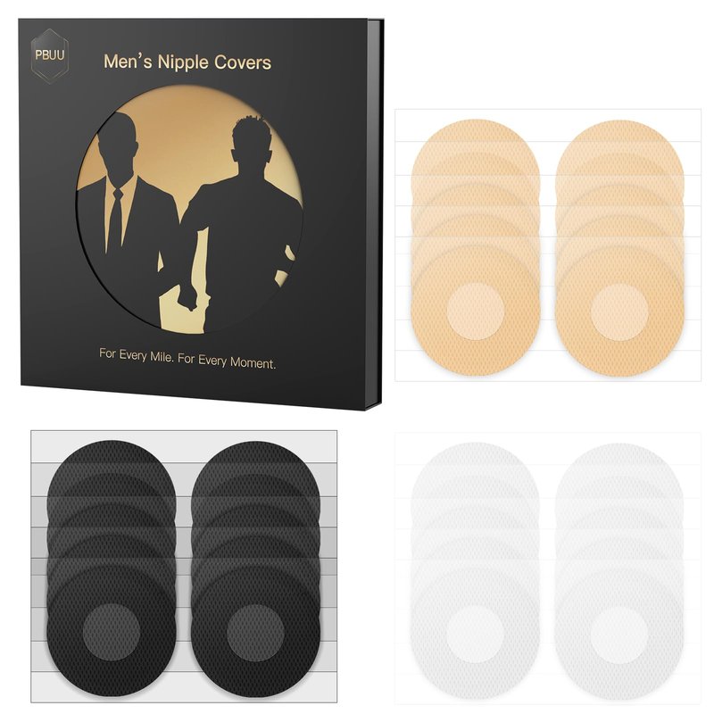 pbuucover Running Nipple Covers for Men No Show Protection Men, Nipple Tape Guards for Runners, Anti Chafing Marathon Use for Professional and Competitive Athletes