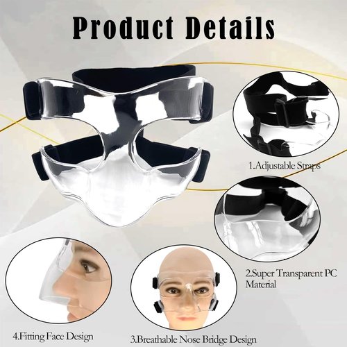 KEDAO Nose Guard for Broken Nose, Adjustable Basketball Face Guard Shield Mask for Children Teenagers Kids, Sports Training Masks Protects Your Nose and Face from Injury for Basketball, Soccer
