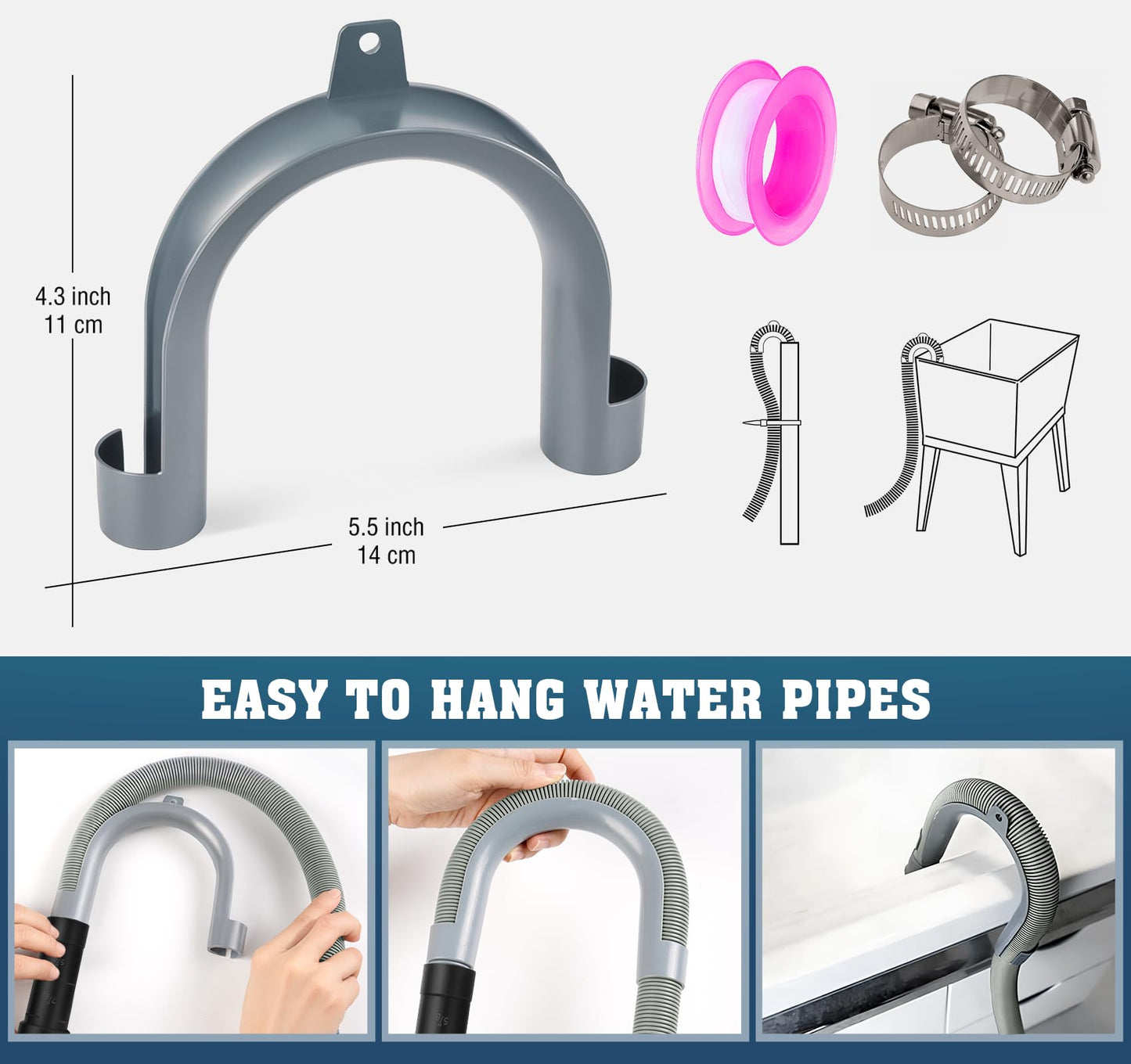 Dishwasher Drain Hose, 1Plusselect 6FT Flexible Discharge Hose Extension Kit, Universal Replacement Drain Hose Fit with 5/8 Inch, 7/8 Inch, or 1 Inch OD Drain Outlet for Dishwasher