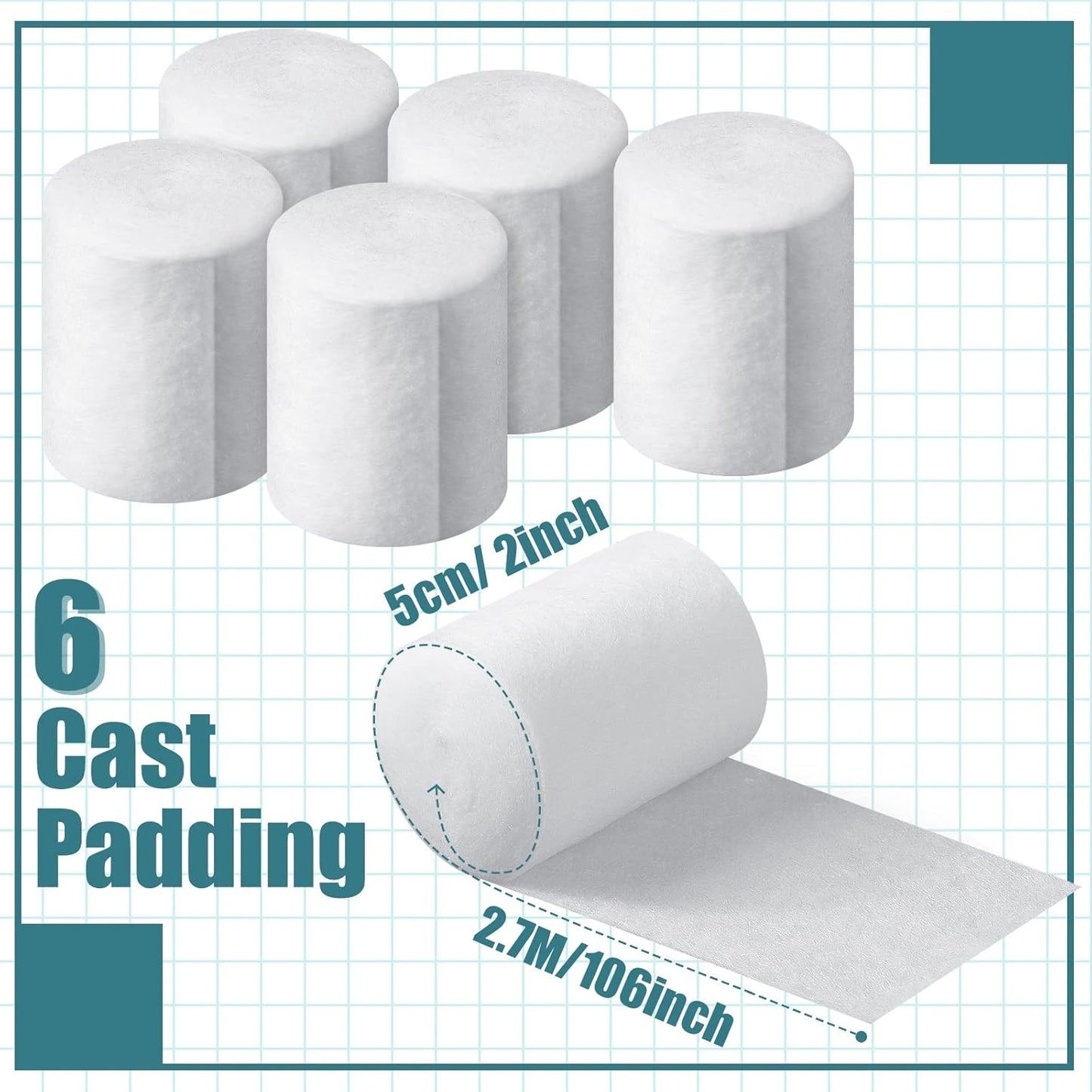 Nuanchu Cast Padding - Soft Individual Pack for Plaster Cloth & Bandage Art Projects | 2 Inch x 8.8 ft
