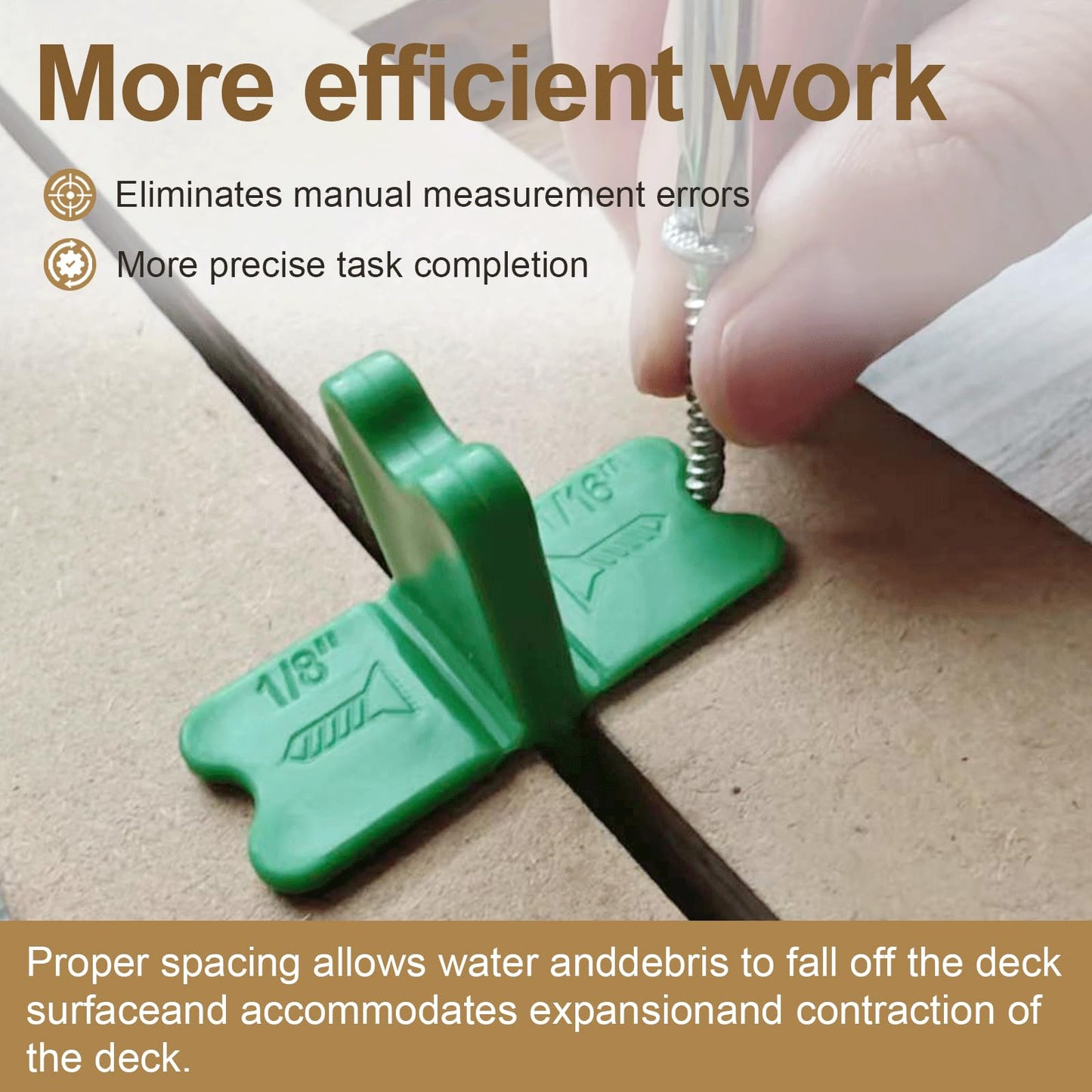 8 Pcs Deck Spacers Tool Set, 4 Thickness Options (1/16", 1/8", 3/16", 1/4") Deck Board Spacers for Composite Decking, Pressure Treated Lumber, PVC & Hardwood Boards (Green)