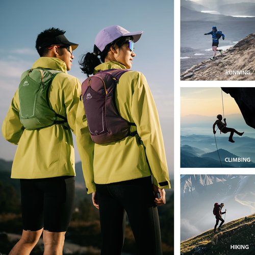 AONIJIE Running Hydration Vest for Men & Women, 8L Hydration Backpack, Multiple Pocket Designs for Water Bottles/Bladders, Lightweight Breathable for Hiking, Climbing, Marathon & Cycling - Purple