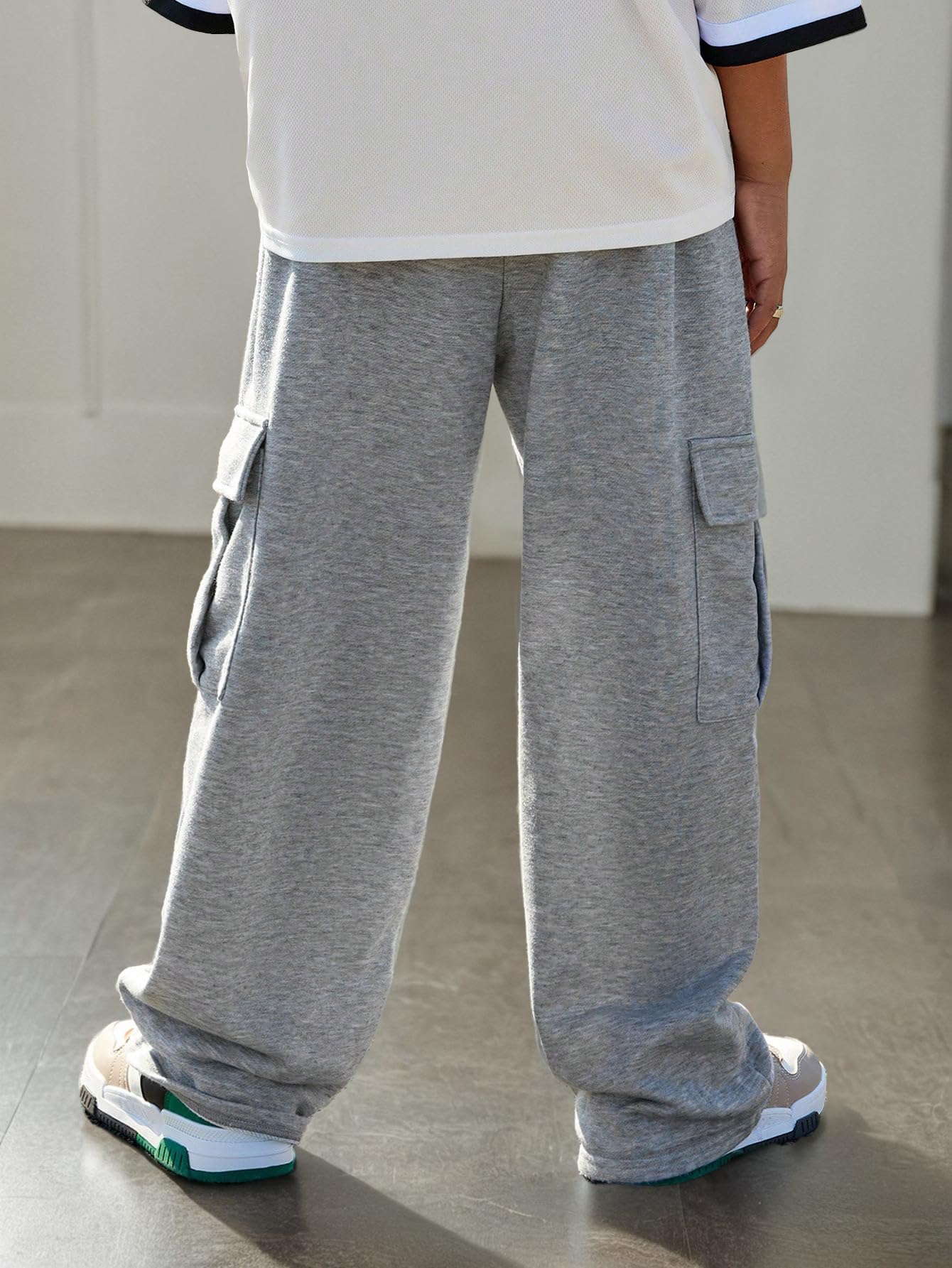 Ltvoo Boys Baggy Pants Casual Cargo Pants Elastic Waist Loose Sweatpants Workout Jogging Trousers with Pockets for 7-14Y (11-12 Years)