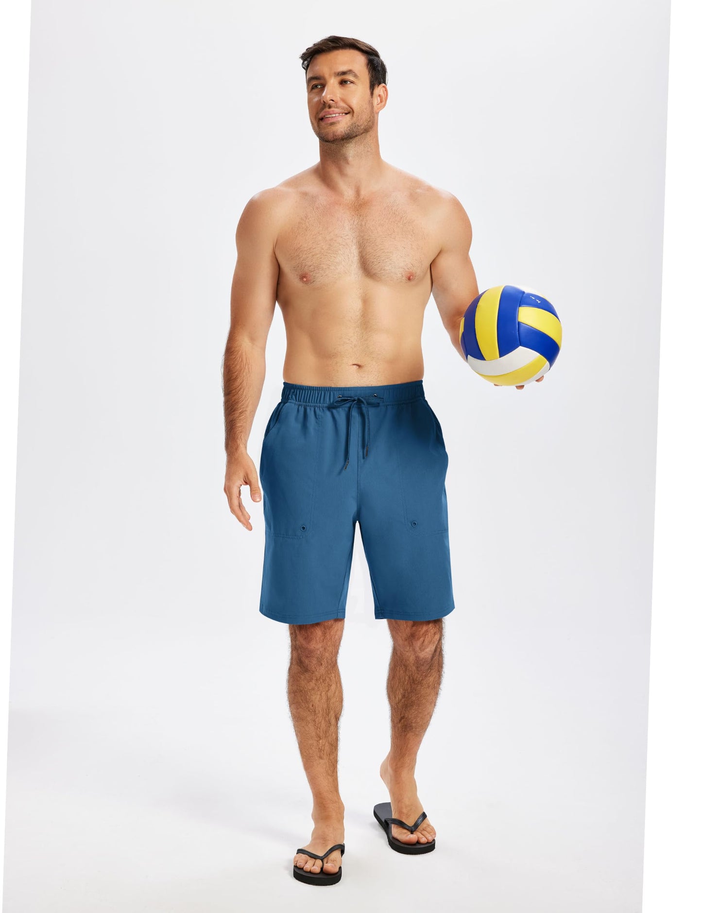 AIRIKE Mens Swim Trunks with Compression Liner 9"/11" with Zipper Pockets