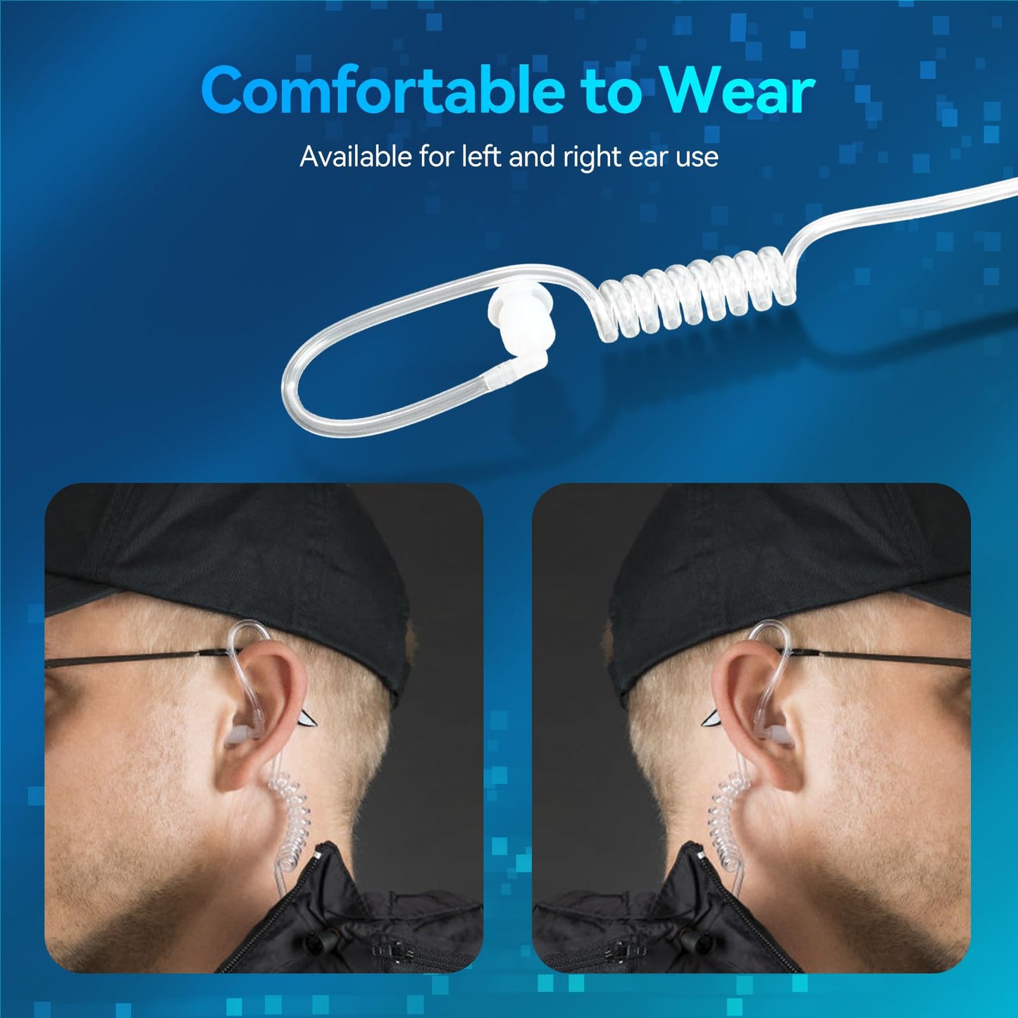 Retevis Walkie Talkie Earpiece with Mic, Volume Adjustable, Kevlar Cable, Coiled Cord, for RT22 RT68 RT21 H-777 H-777H RT86S, Compatible with Baofeng BF-888S, Kenwood, Pxton Two Way Radio(4 Pack)
